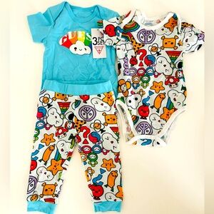 Guess Friends With You Set 2 One Pieces and Pants 6-9 Months